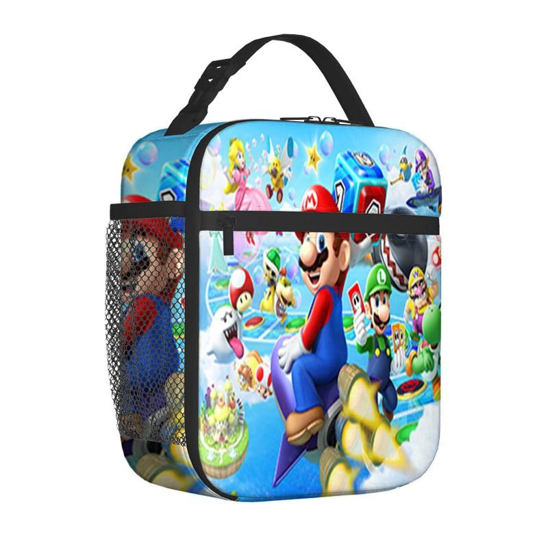 Mario Cartoon Insulated Lunch Bag Kids - 3D Printed Full-Print Portable School Outdoor Picnic Tote