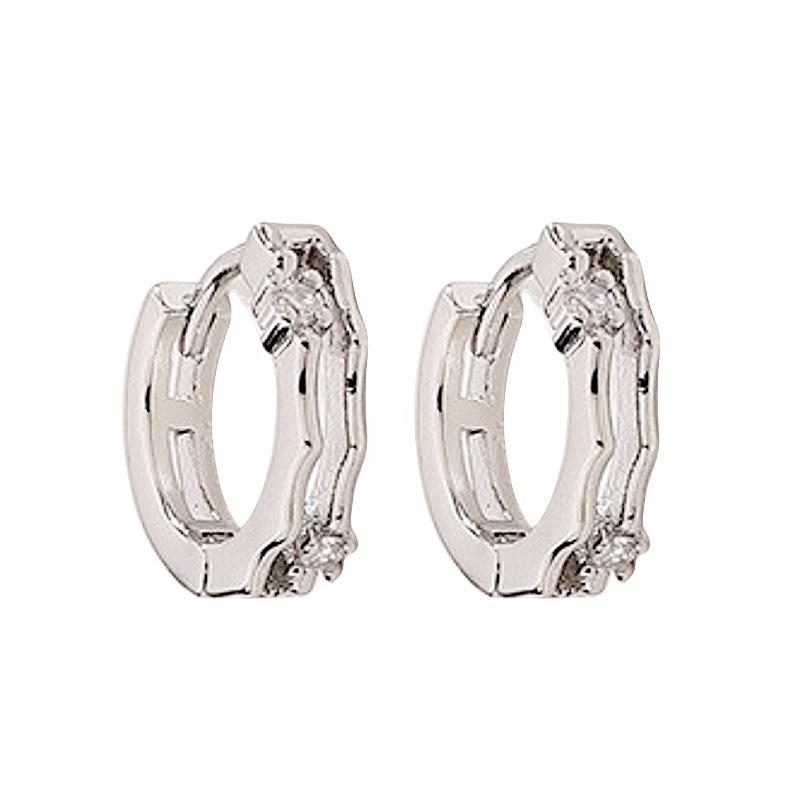 Double-Layer Zircon Ear Buckles, Simple And Cold Wind, Looking Up At Earrings, Female Elegance, Temperament, Super Flash Earrings
