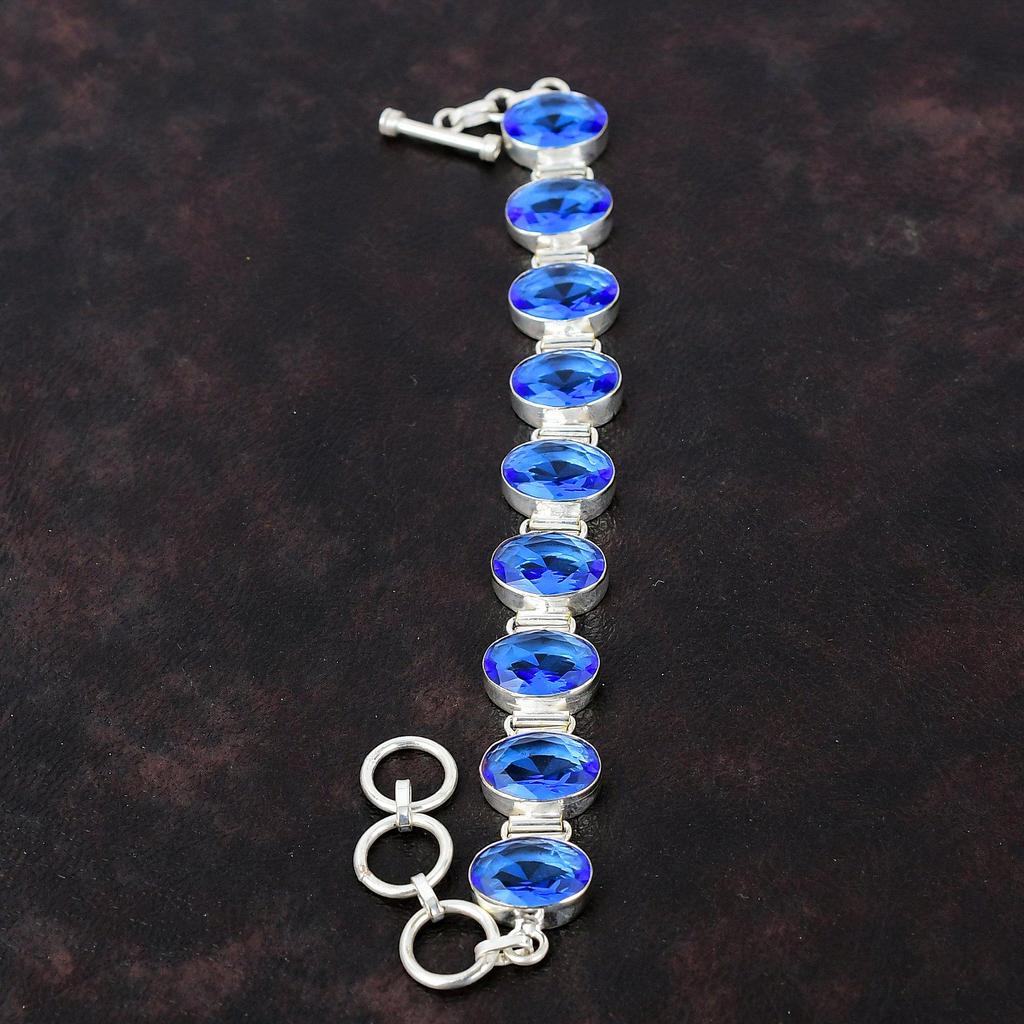 Граненый Танзанит Кварцевый Браслет Ювелирные Изделия Ручной Работы Из Серебра 925 Браслет Регулируемый Браслет-Цепочка Удивительные Ювелирные Изделия Для Подарка