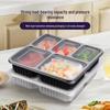 HANDUNYOU 1000ml 3-Compartment Black Disposable Takeout Boxes (200 Sets)