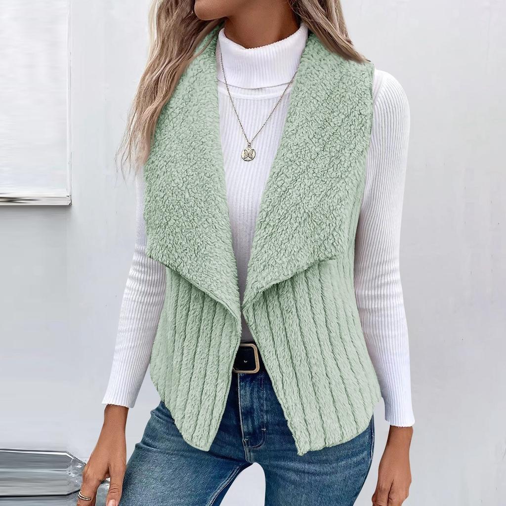 Женская мода осень и зима повседневная однотонная безрукавка универсальная жилетка куртка