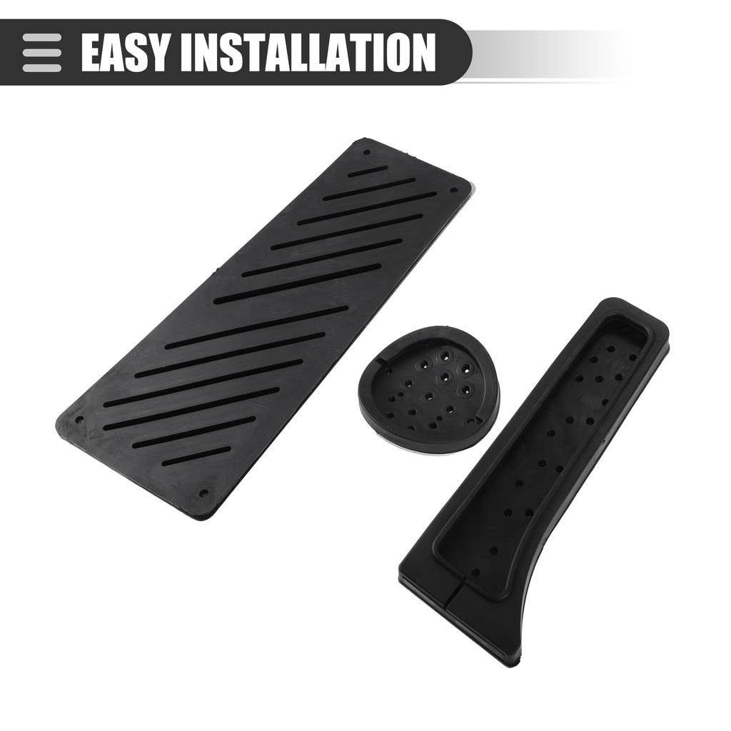 Motoforti Gas Accelerator Brake Footrest Pedal Pad Covers for Mercedes-Benz Smart ForTwo 2009-2014, Metal Black Silver Tone, 1 Set