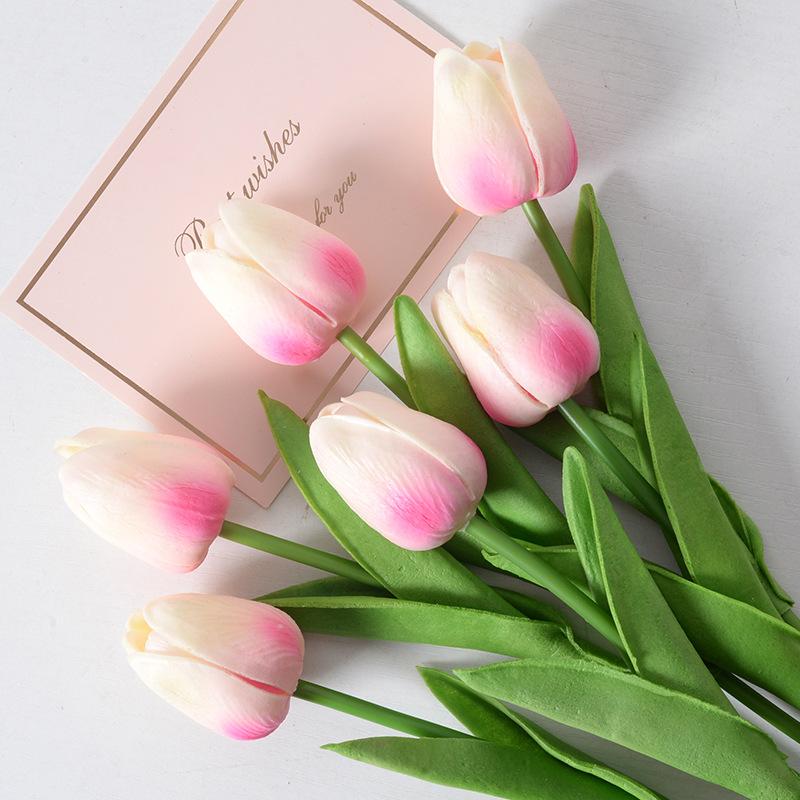 5Pcs Artificial Tulip Flowers Pink White Tulips Fake Flowers Bouquet Wedding Garden Decoration Home Vase Decor Plants Mother's Day Gift
