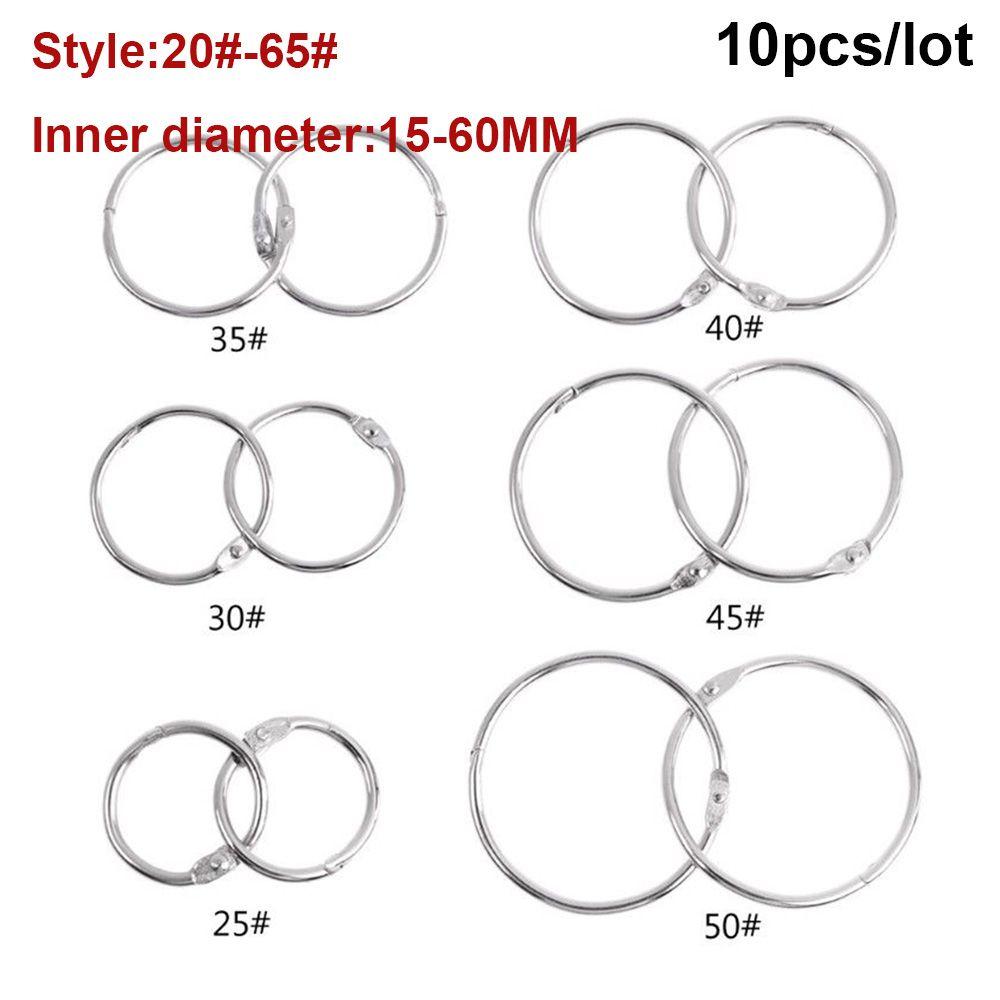 10pcs/lot Plated Album Metal Scrapbook Clips Loose Leaf Binder Keychain Circle Hinged Rings