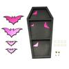 Room Decor Coffin Shelf with 4 Bat Patches Wooden Floating Storage Display Shelf for Wall and Table