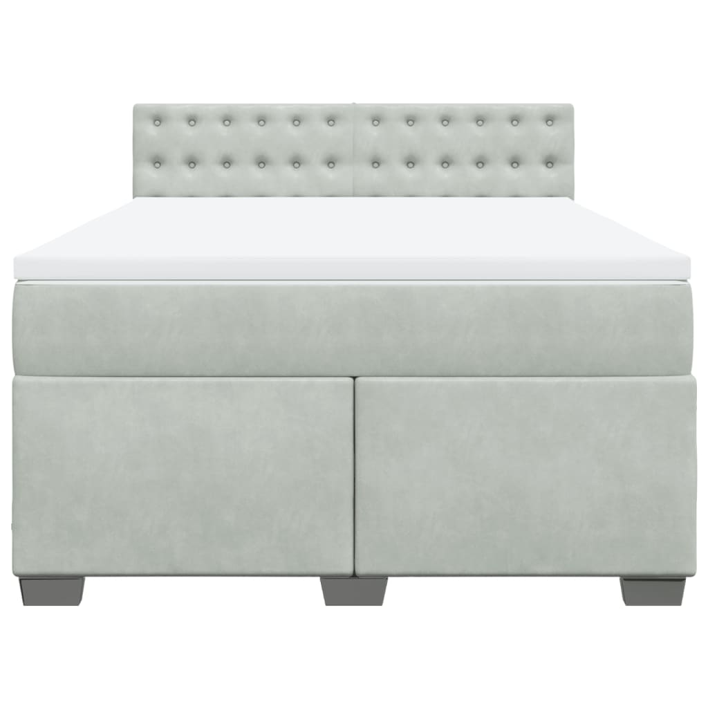 Box Spring Bed with Mattress Light Grey 140x190 cm Velvet