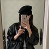 Лихорадка~ черная шерстяная кепка газетчика детская осень и зима французская кепка открывающая лицо маленький берет цилиндр