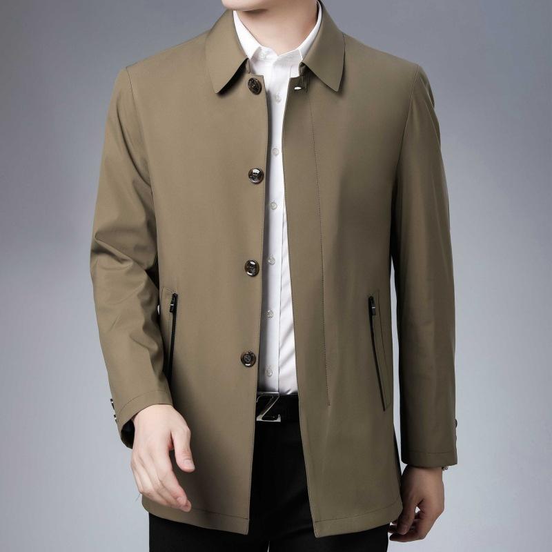 Весенне-осенний пиджак из шелка тутового шелкопряда, повседневный свободный топ на пуговицах для отца среднего возраста, мужская куртка для папы средней длины
