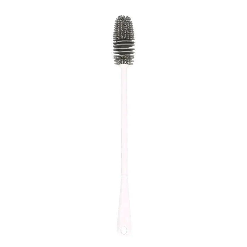 Silicone Milk Bottle Brush Cup Scrubber Glass Cleaner Long Handle Drink Bottle Clean Brush Kitchen Cleaning Tool