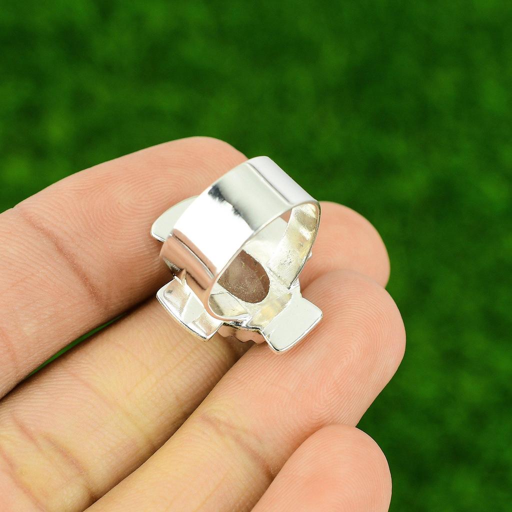 Натуральный Лунный камень Уникальное Кольцо-заявление для жены Июнь Ювелирное изделие Размер 6 Стерлинговое серебро