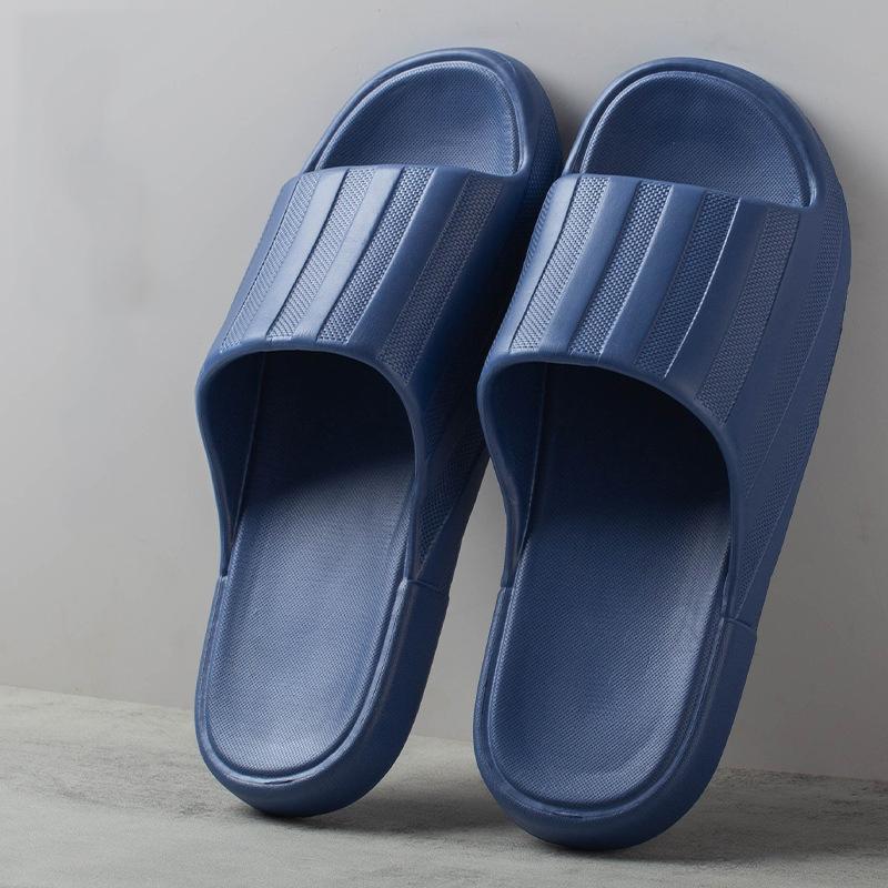 Летние полосатые модные тапочки для пар, женские и мужские домашние тапочки, легкие тапочки из ЭВА с толстой мягкой подошвой для использования в помещении и на открытом воздухе, противоскользящие тапочки для ванной комнаты