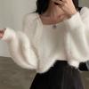 Пуловер женский корейский шикарный осень/зима французский искусственный двухсекционный вязаный свитер с квадратным вырезом свободный свитер с длинными рукавами пуловер