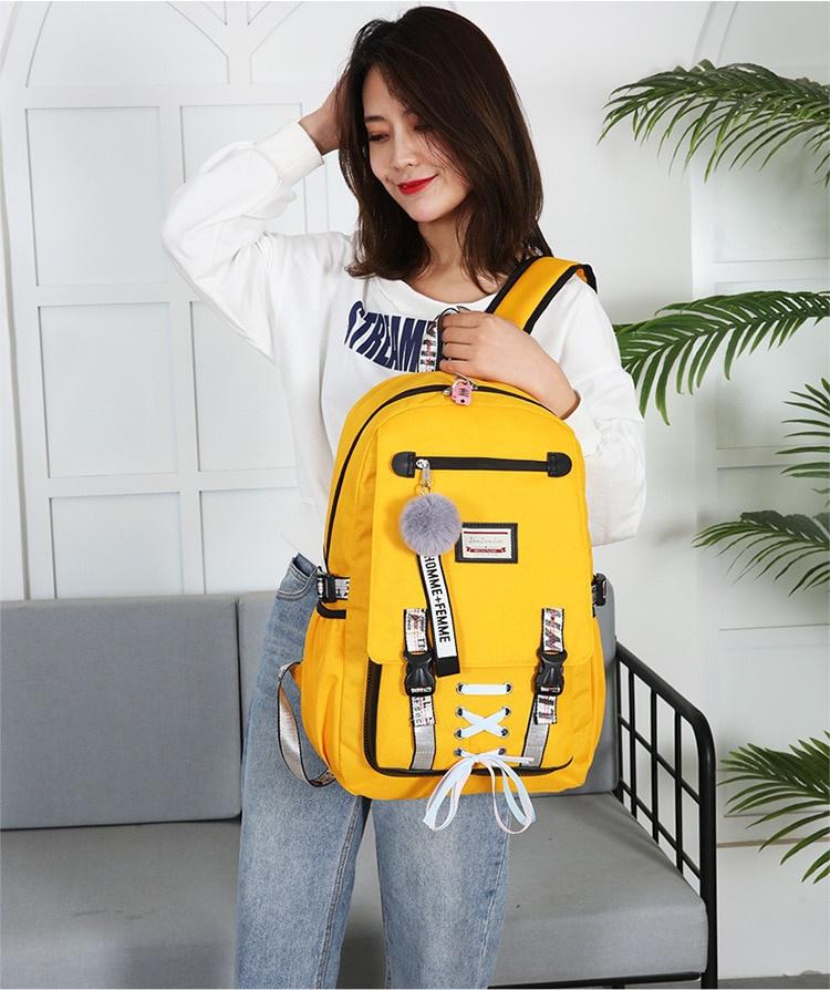 Большие школьные сумки для девочек-подростков с USB-замком, противоугонный рюкзак, подростковая книжная сумка, молодежная школьная сумка, рюкзак