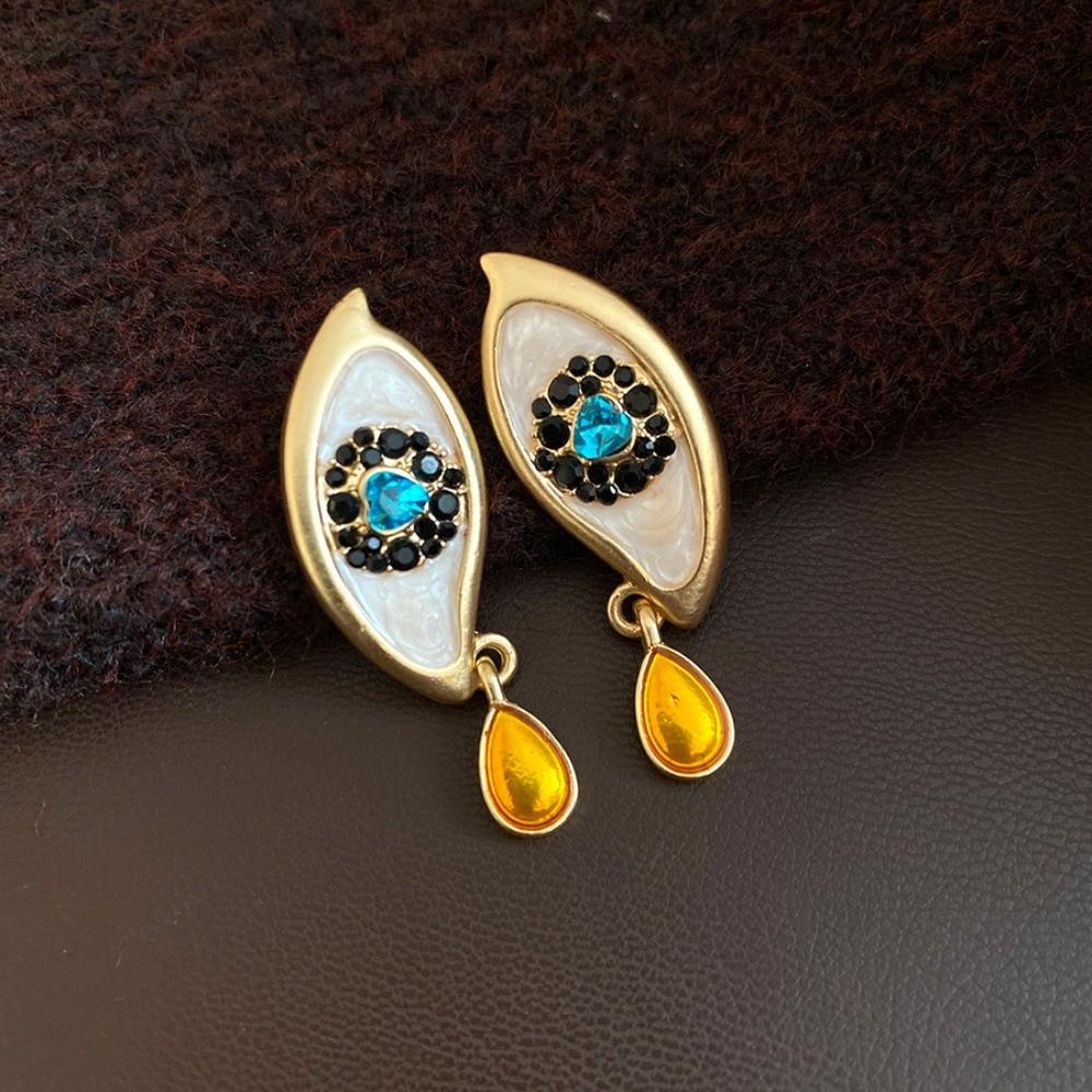 Devil's Eye Bohemian Punk Ear Stud Zircon Vintage Long Drop Earrings Valentine's Day Gift