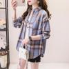 Autumn Plaid Shirts Womens Blouses Thin and Versatile Casual Student Plus Size Outerwear Shirt