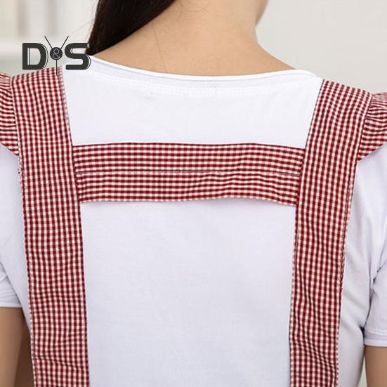 Легко носить, фартук для выпечки, дизайн с плечевым ремнем, практичный корейский стиль, клетчатый фартук для приготовления пищи, рабочая одежда для домохозяйки