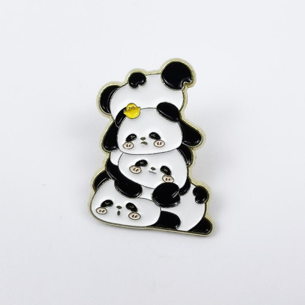 Panda Cartoon Brooch - Cute Metal Badge for Children's Bags & Clothing