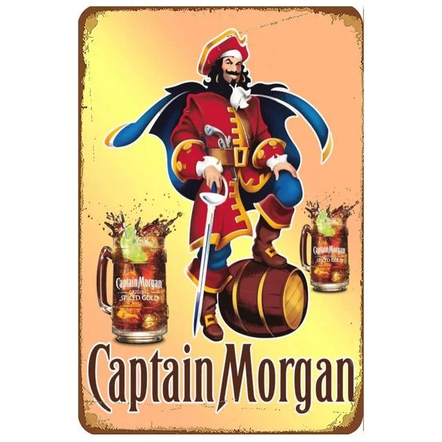 Винтажная металлическая жестяная табличка Captain Morgan Ретро настенный декор для бара, мужской пещеры, гаража Железный постер, табличка xсм