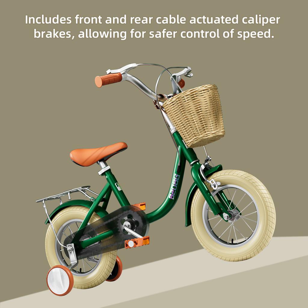 Дети Детские велосипеды для начинающих Обучение с тренировочными колесами Передний Задний тормоз Съемная корзина Детские велосипеды для малышей