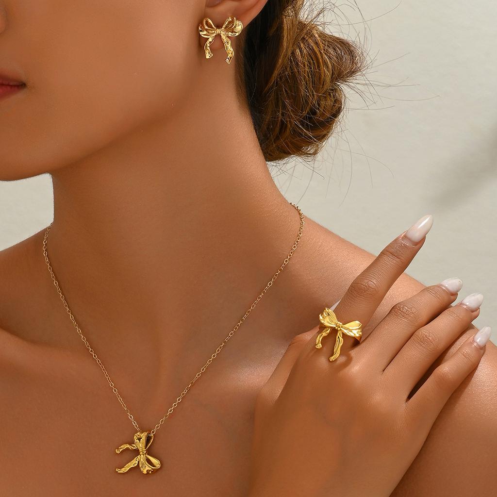 Fashion Jewelry Set Luxury Alloy Long Tassel Necklace Bracelet Earrings Rings Elegant Women Banquet Wedding Accessories