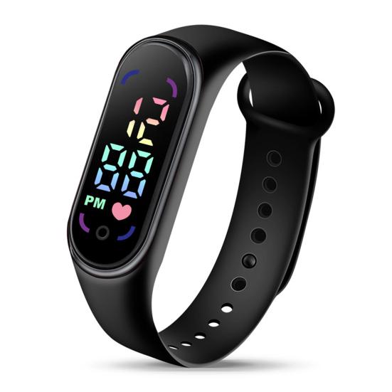 Студенческие детские электронные часы, модный водонепроницаемый спортивный браслет со светодиодным дисплеем, закругленный циферблат, регулируемый силиконовый ремешок, цифровые детские часы