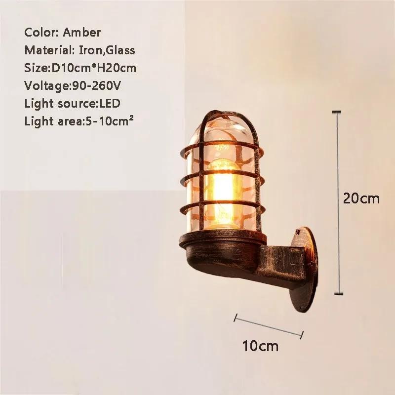 Retro Glass Wall Lamp Vintage Industrial Luster Wall Light Home Decor Light Fixture For Loft Aisle Bar Indoor Courtyard Outdoor