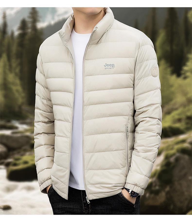 Jeep Men's 90% Duck Down Jacket - Stand Collar, Short, Warm Outerwear for Autumn & Winter