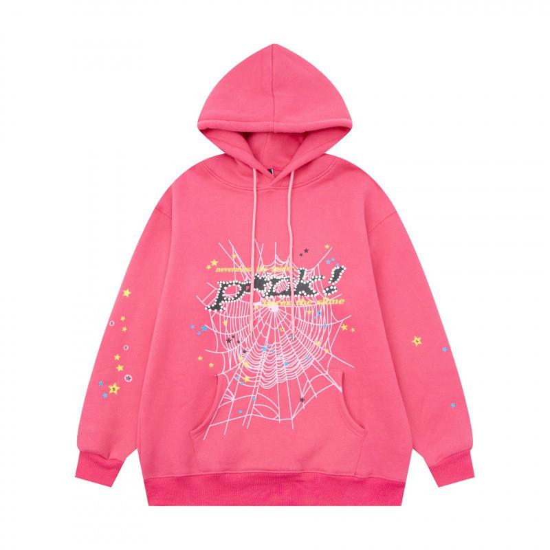 Sp5der Hoodie Unisex Oversized Cotton Pullover With Foil Letter Print Fall Casual Streetwear