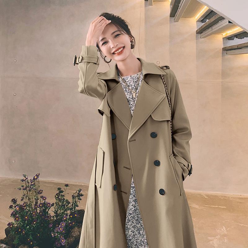 Белоснежный Тренч средней длины для женщин, весна и осень, новый стиль, темперамент, богиня вентилятора, стиль Yinglun, пальто выше колена, пальто