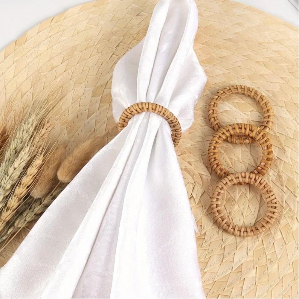 Boho Style Rattan Napkin Holders Woven Texture Dinner Serviette Holder Home Decor