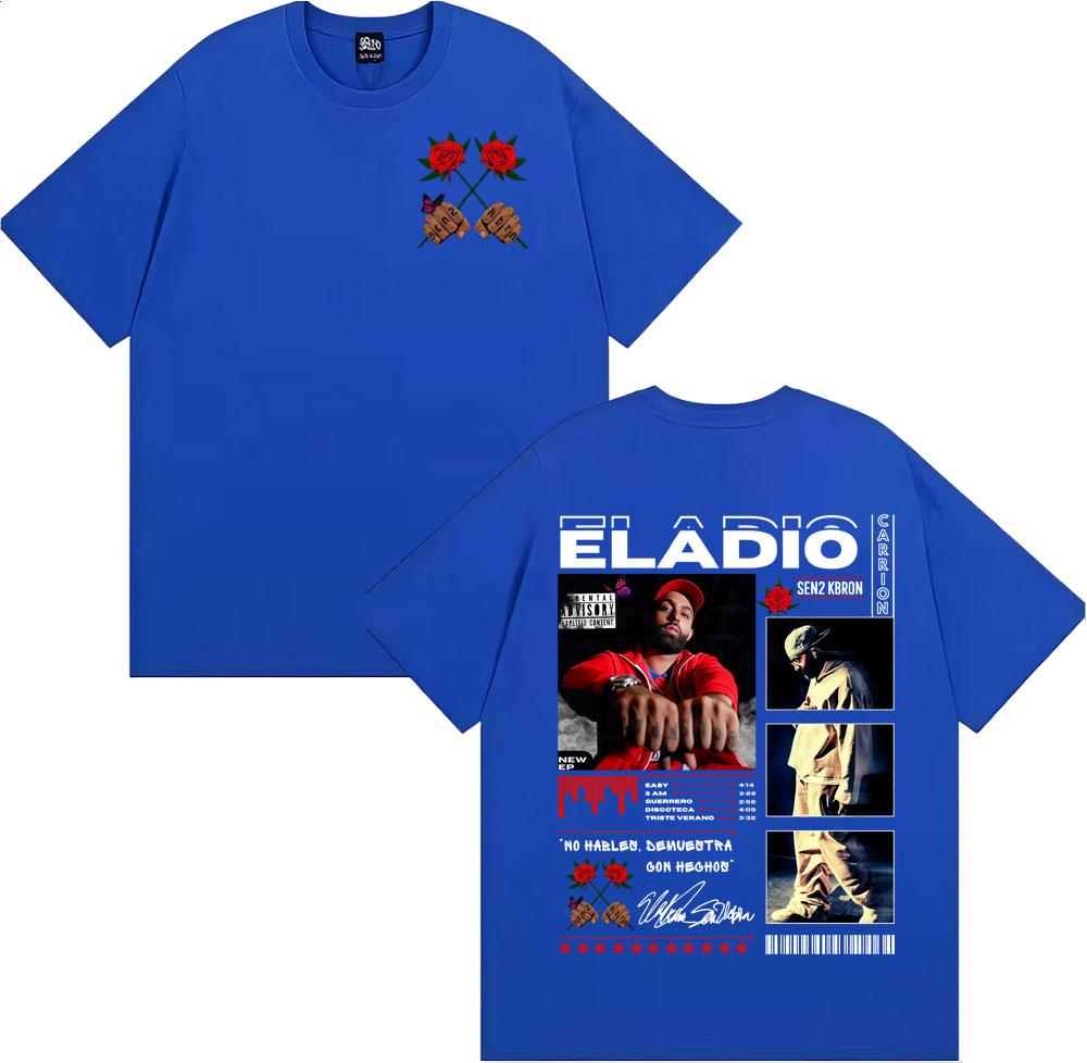Рэпер Eladio Carrion Sen2 Kbrn Tour Мерч Футболки Мужская Одежда Хлопковая Футболка с Коротким Рукавом Модная Готическая Футболка Streetwear