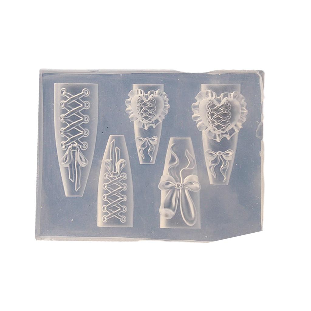 Многоразовая силиконовая форма для нейл-арта для 3D-дизайнов в виде сердец и полосок, аксессуары для рукоделия с точными резными узорами