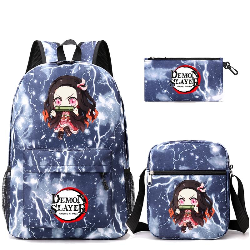 3 шт./компл. рюкзак «Убийца Демонов» в стиле аниме с сумкой на плечо, пенал для мальчиков и девочек, школьная сумка для книг, мужская и женская дорожная сумка