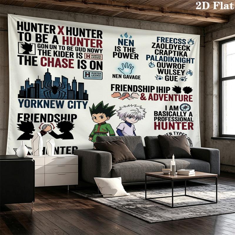 Настенный гобелен Hunter X Hunter Эстетичный настенный подвесной тканевый плед Декоративные гобелены для спальни гостиной Домашний декор