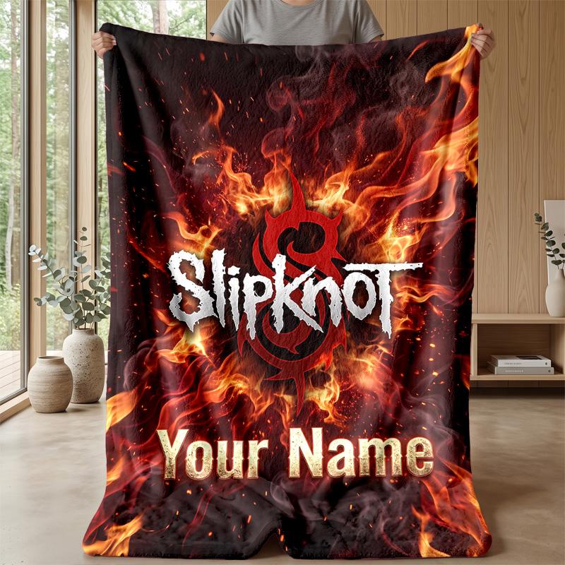 Slipknot Custom Flannel Throw Blanket Print Your Name Text Soft Warm Blanket Holiday Present