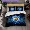 Manchester City Pattern 3 Pieces Bedding Set Soft Microfiber Duvet Cover with Pillow Cases for Bedroom