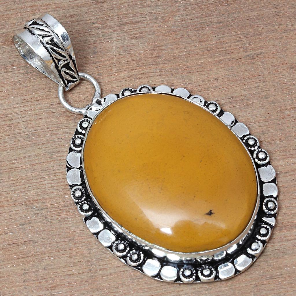 Pendant Wild Horse Jasper Gemstone Valentine'Day Ethnic Silver Jewelry 2.25"