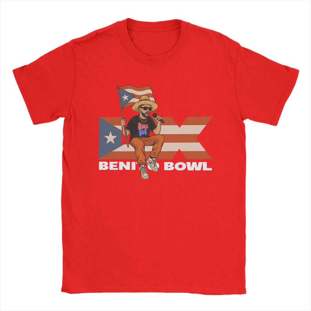 Bad Bunny Puerto Rican Flag Benito Bowl  TShirt Beach Novelty T Shirts Unisex Cotton O Neck Oversize Clothing ShortSleeve Tshirt