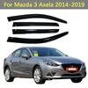 For Mazda 3 Axela 2014- Window Visor Sun Rain Deflector Guard Awnings Shelter Adhesive Cover Trim Car Styling Accessories