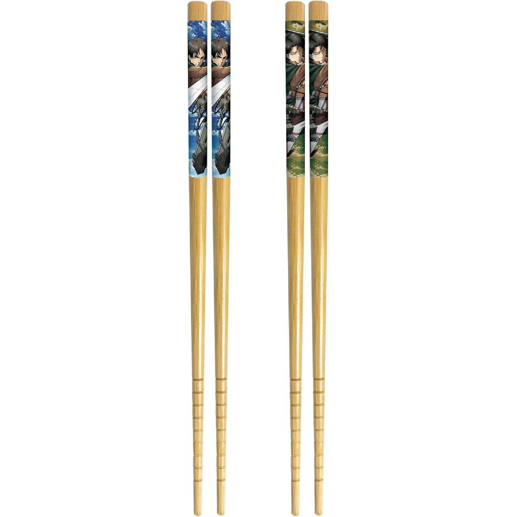 Attack On Titans Bamboo 2 Pairs Collectible Anime Chopsticks 8.85 Inches Long Gift Set