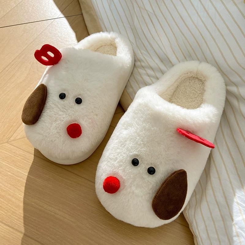 2024 New Winter Female Cartoon Warm Plush Slippers Indoor Non-Slip Home Slippers Women's Baotou Cotton Shoes
