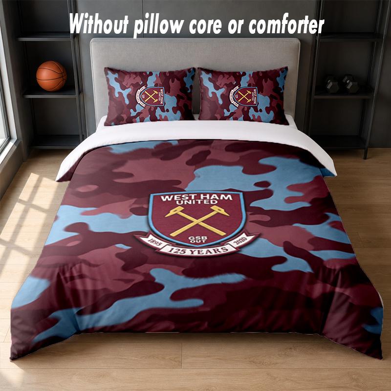 Футбольный Дизайн West Ham United Комплект Постельного Белья 1 Пододеяльник + 2 Наволочки Мягкое Дышащее Домашнее Постельное Белье