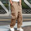 Youth Men Multi Pockets Cargo Pants Men Solid Casual European Size Trousers Men's Loose Straight Pants Men's Work Sportwear Pants