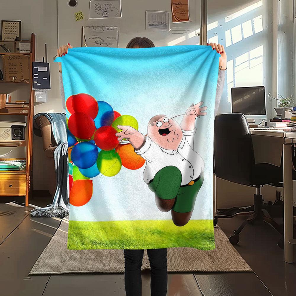 Peter Griffin Printed Flannel Blanket, soft throw for bedroom sofa, washable, fan merchandise, great gift.