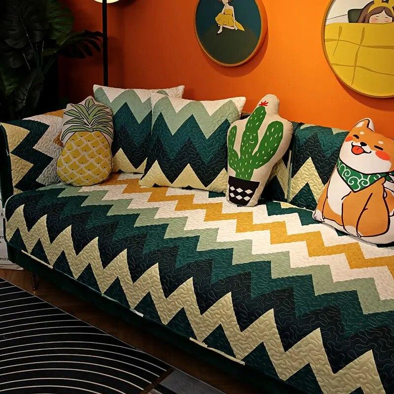 Жаккардовый чехол для дивана, утолщенный нескользящий чехол для подушки с героями мультфильмов, хлопковый бархатный универсальный защитный чехол для гостиной