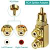 Xiatiaosann RCA Splitter RCA Male to 2 RCA Female Audio for Stereo Audio Phono Right Angle Jack for DVD Amplifier Speakers Car Set of 2 2-Way Adapter,