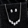 ZAKOL Sparkling Teardrop Cubic Zirconia Necklace Earrings Set For Women Elegant Bridal Wedding Party Jewelry Accessories