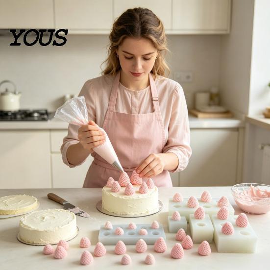 Легко снимаемые силиконовые формы для желе в форме клубники, для DIY муссовых тортов, мороженого, шоколада, выпечки, смолы, свечей, мыла, поделок