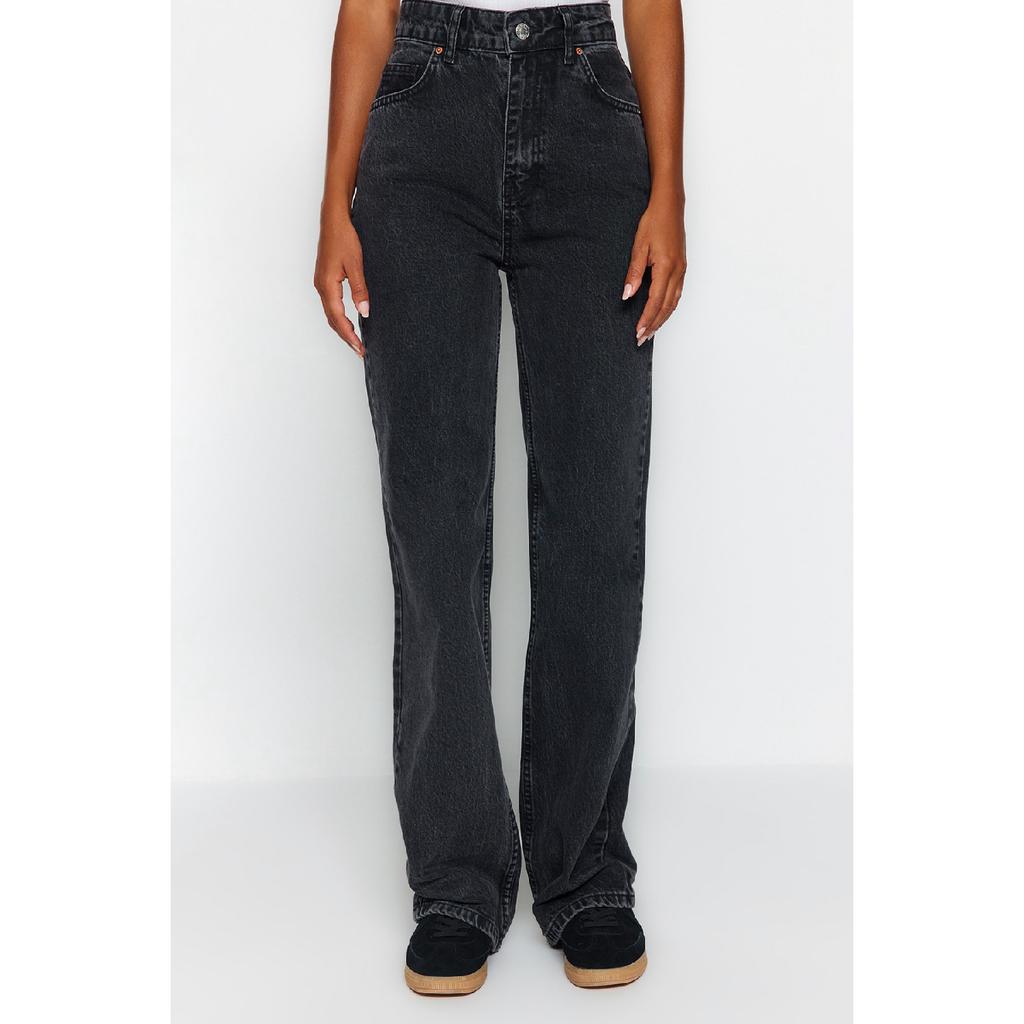 Синие винтажные широкие джинсы с высокой талией с эффектом выцветания Twoaw24je00089