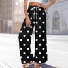 Women Summer Boho Palazzo Pants High Waist Wide Leg Rinting Casual Trousers With Pockets